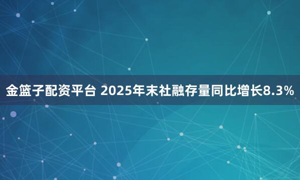 金篮子配资平台 2025年末社融存量同比增长8.3%